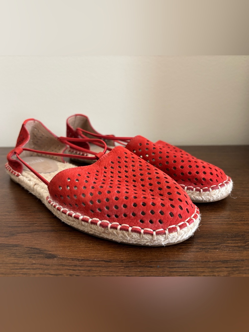 Eileen Fisher Chili Red Lee 2 Perforated Espadrilles Sz 8.5